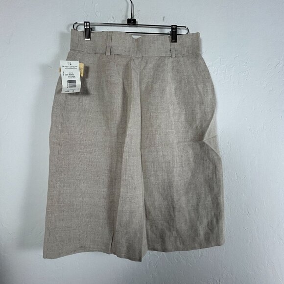 Harvé Benard Womens Linen Blend Pencil Skirt Size 12 Beige Pockets Career New - Picture 2 of 10